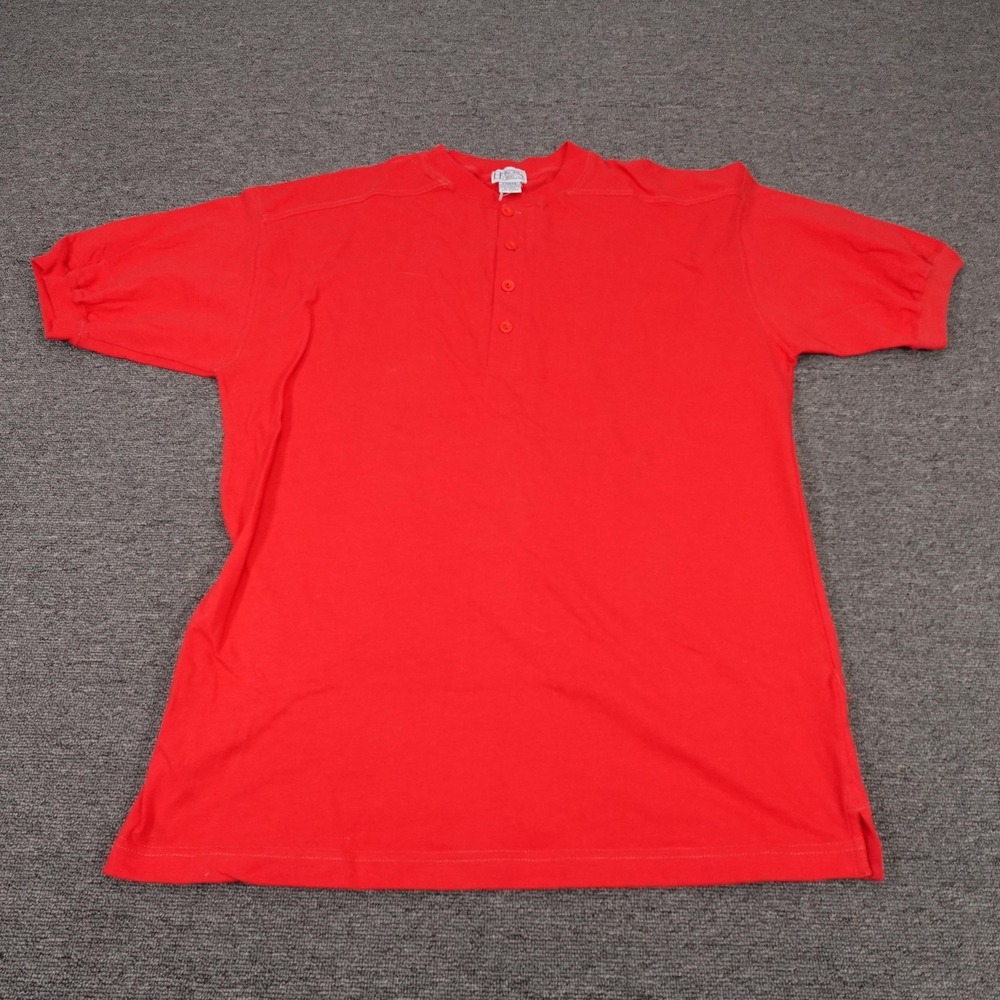 Vintage Honors Henley Shirt Mens Large‎ Red 100% Combed Cotton Solid Y2K